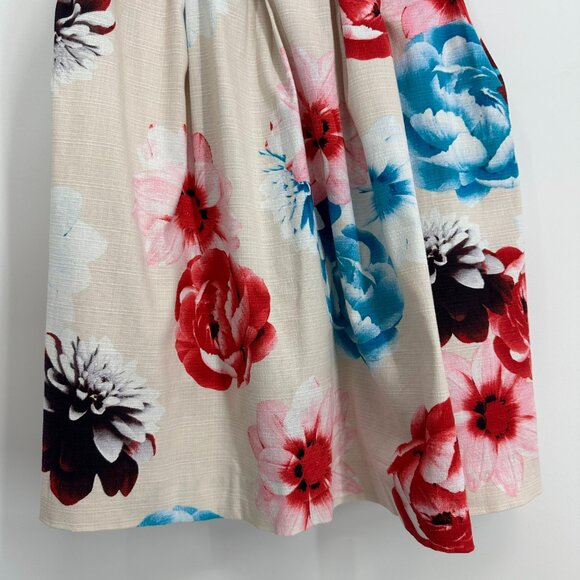 Guess Floral Fit & Flare Dress 2 Full Pleated Skirt Sleeveless Cocktail Red - Picture 6 of 9